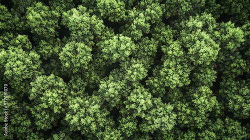 Aerial View of Forest. Top view of tranquil forest.