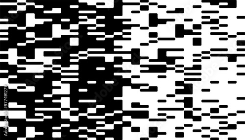 Black and white abstract geometric transition pattern. Vector Format Illustration 