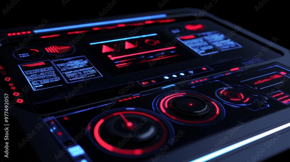 Innovative dashboard with various graphics for a game or movie, with a futuristic blue HUD style. Isolated. Innovative dashboard with various graphics for a game or movie, with a futuristic blue HUD style. Isolated.