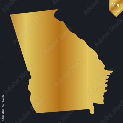 Abstract - High Detailed Gold Map of Georgia. Vector illustration eps10.	
