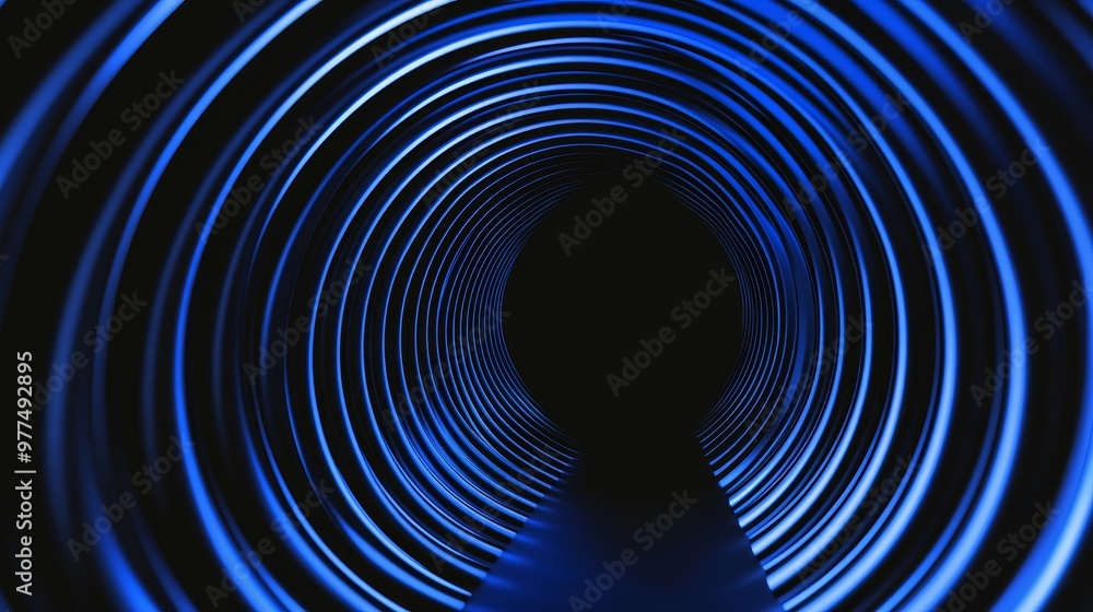 Obraz premium Hologram circle in blue. Shiny ring. Glare scifi. Space tunnel. Empty hole. Glow portal. Astral. Bright disc. Excellent for science, technology. 3D rendering.