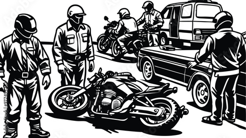 A motorcycle accident and emergency for accident, urgent care, and crisis management.