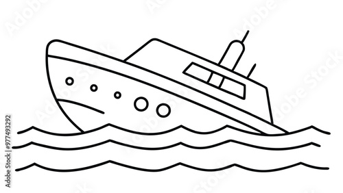 A boat accident sinking in the sea, dangers and risks of maritime travel for marine safety, emergency response, and oceanic disasters.