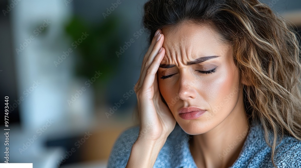 A woman with an anxious expression, resting her head on her hand, showing the emotional strain and fatigue often linked to stress or chronic tension. A woman with an anxious expression, resting her head on her hand, showing the emotional strain and fatigue often linked to stress or chronic tension.
