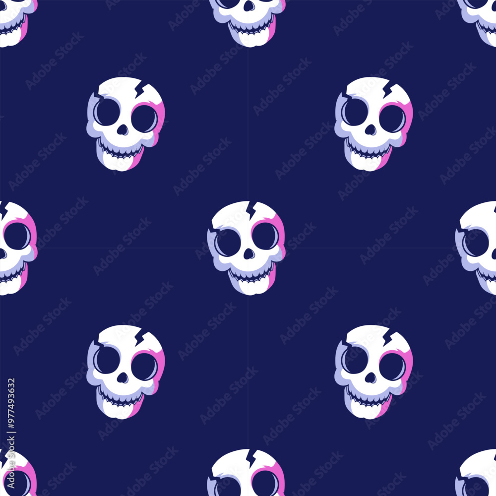 Seamless pattern with cute skulls. Festive background for Halloween. Repeat print for fabric, wrapping paper, textile Seamless pattern with cute skulls. Festive background for Halloween. Repeat print for fabric, wrapping paper, textile