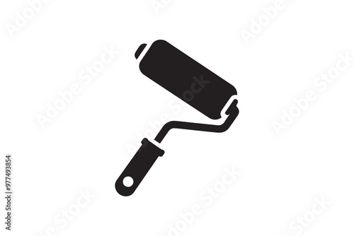 Paint Roller, paint brush icon symbol vector silhouette isolated in white background