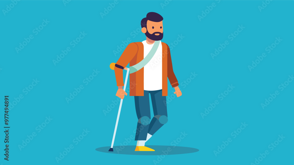Accident insurance of a patient suffered a leg injury and had to use crutches to walk Accident insurance of a patient suffered a leg injury and had to use crutches to walk