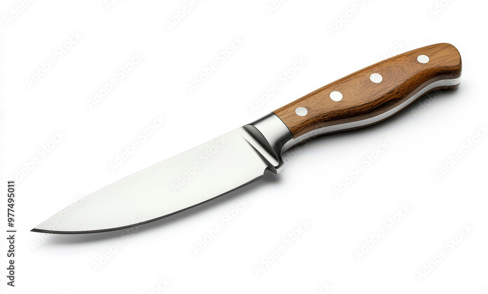 sharp kitchen knife with a wooden handle isolated on a white background The knife is a professional quality chef s knife ideal for cutting sharp kitchen knife with a wooden handle isolated on a white background The knife is a professional quality chef s knife ideal for cutting