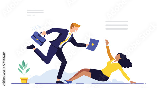 Businesswoman slip and fall in the accident workplace for occupational safety and workplace hazards concept