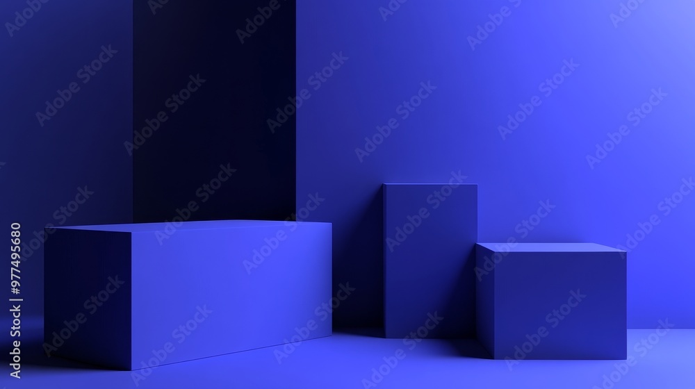 Business background featuring blue 3D shapes. Business background featuring blue 3D shapes.