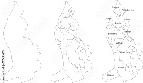 LIECHTENSTEIN MAP WITH DEPARTMENTS DIVISIONS STATES COUNTIES