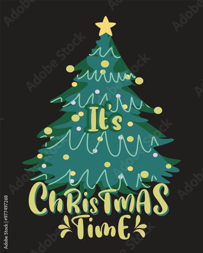 Christmas day T-shirt design, It's christmas time