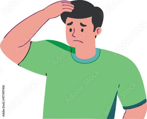 A man has intense headache pain, clutching his head in discomfort, or stress-related health issues for pain, stress, and health concerns concept