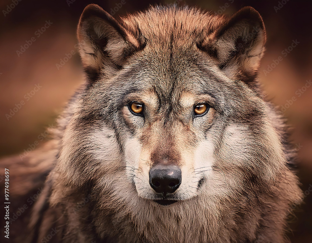 fierce wolf retro sepia tint staring directly camera fierce wolf retro sepia tint staring directly camera