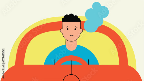 Driver frustrated and angry with traffic jams and accident prevention