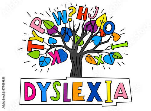Dyslexia concept. Reading disability web banner. Word recognition difficulty