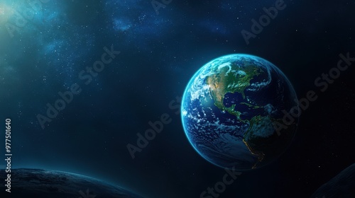 Earth from Space with North America and Stars