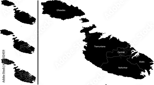 MALTA MAP with its administrative divisions and regions	
