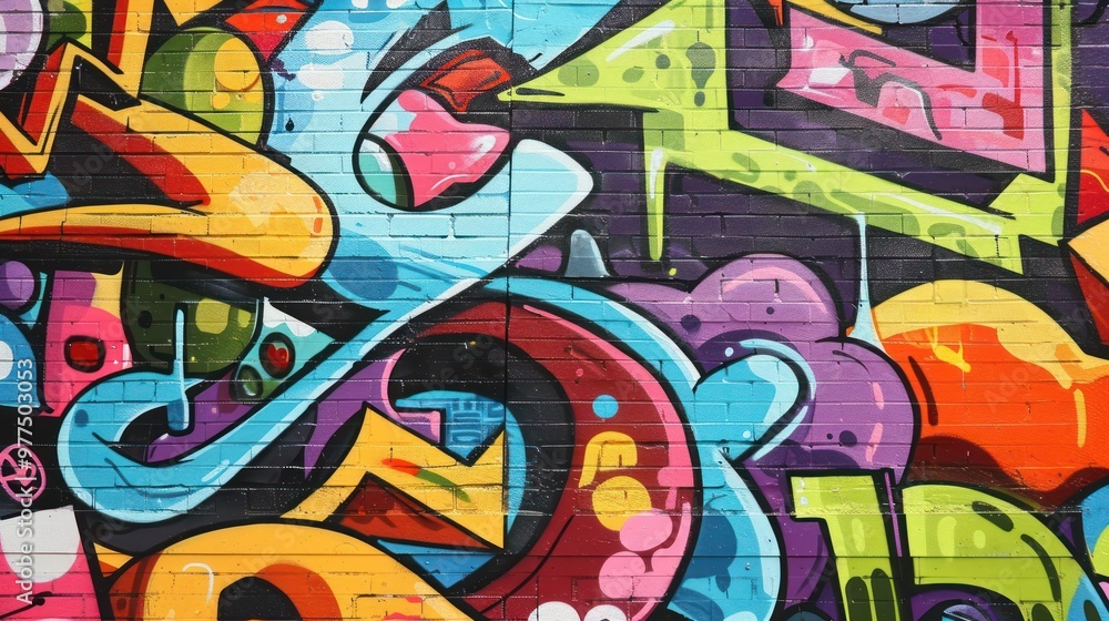 Obraz premium Colorful Graffiti Art on Brick Wall