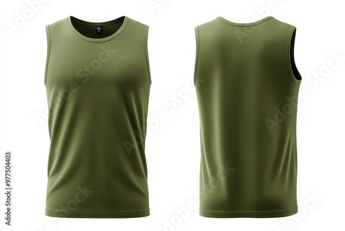 Blank Olive Green Tank Top Mockup Front and Back View