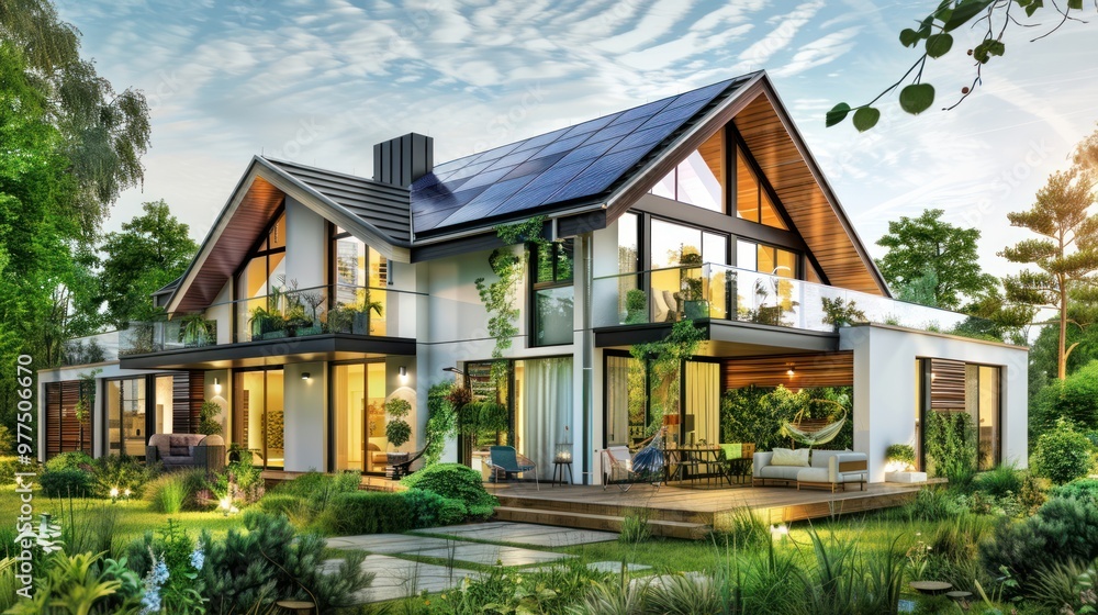 Modern Home with Solar Panels Modern Home with Solar Panels