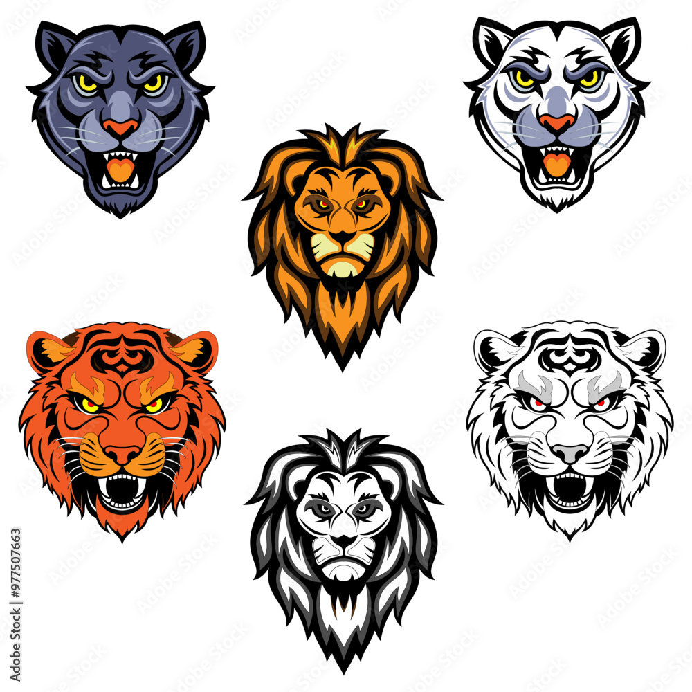 Vector Bundling Lion Tiger Panther Vector Bundling Lion Tiger Panther