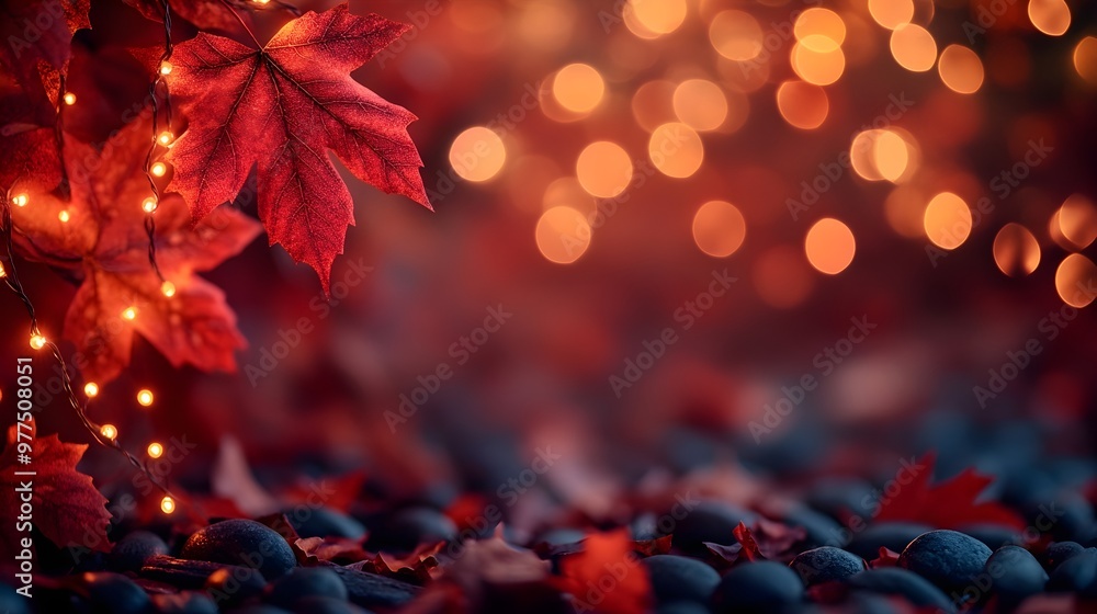 Autumn Leaves, Stones & Lights - Nature Background Autumn Leaves, Stones & Lights - Nature Background