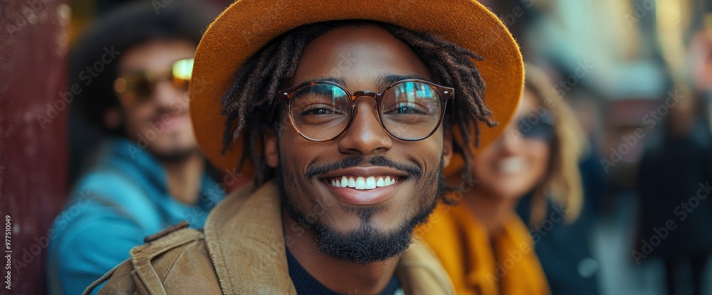 Happy Young Man Smiling in a Fedora Hat Happy Young Man Smiling in a Fedora Hat