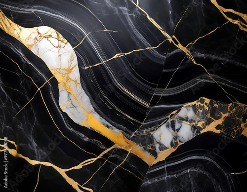 luxurious black marble gold veining emphasizing elegance opulence