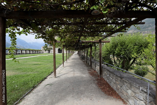 The garden of the Royal Castle of Sarre in Aosta Valley, Italy.