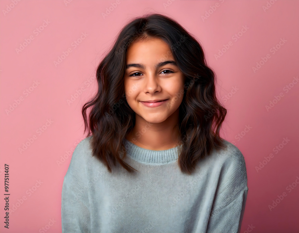 portrait smiling teenage girl pink background portrait smiling teenage girl pink background