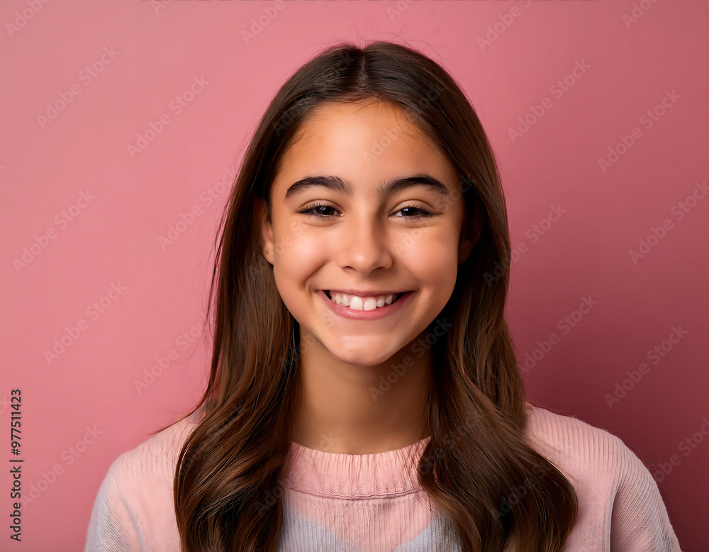 portrait smiling teenage girl pink background portrait smiling teenage girl pink background
