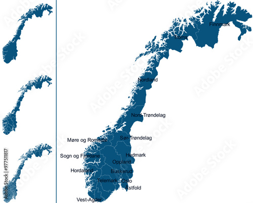 NORWAY MAP with its administrative divisions and regions