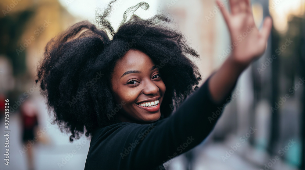 African girls and women waving and smiling in outdoor and urban settings African girls and women waving and smiling in outdoor and urban settings