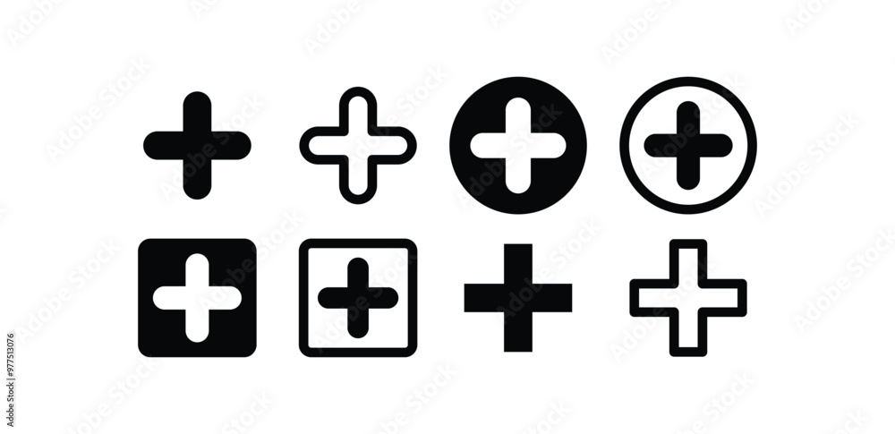 set of plus icon symbol sign vector design illustration collection isolated set of plus icon symbol sign vector design illustration collection isolated