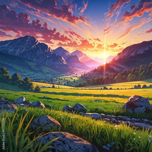 sunset over the mountains