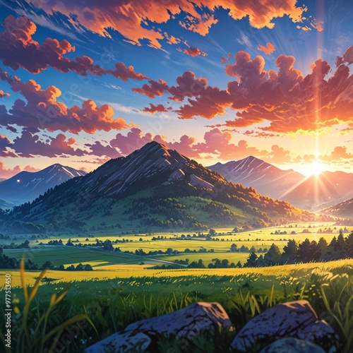 sunset over the mountains