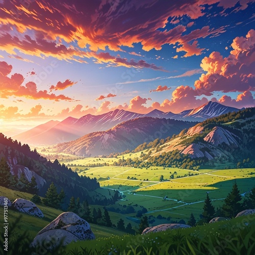 sunset over the mountains