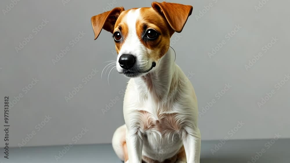 dog portrait on grey background, jack russell gazing, concept of pet care, veterinary services
dog portrait on grey background, jack russell gazing, concept of pet care, veterinary services