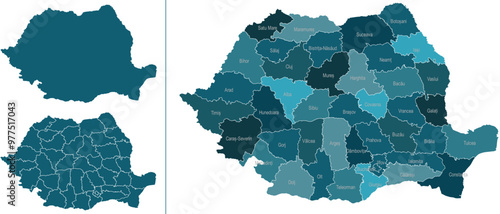 ROMANIA MAP with its administrative divisions and regions