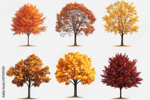 set of autumn trees