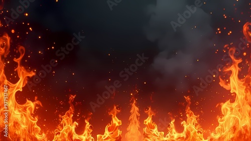 Fiery Flame Frame Background - Dynamic Burning Border for Intense Designs png 