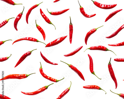 Bright red chili peppers elegantly arranged against a snowy backdrop. ideal for culinary designs, food blogs, recipes, and anything pertaining to spices. Generative AI photo