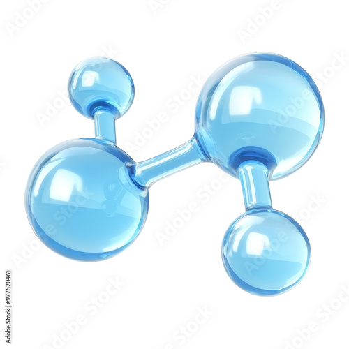 Fototapeta Naklejka Na Ścianę i Meble -  blue molecule 3d render icon isolated on transparent background cutout
