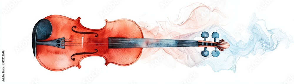 A beautiful watercolor illustration of a violin with flowing smoke, capturing the essence of music and artistry. A beautiful watercolor illustration of a violin with flowing smoke, capturing the essence of music and artistry.