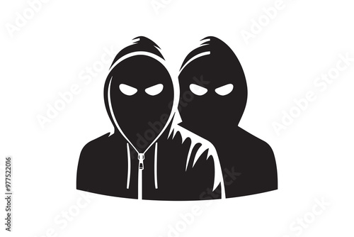 simple black an white masked robber vector silhouette isolated on a white background
