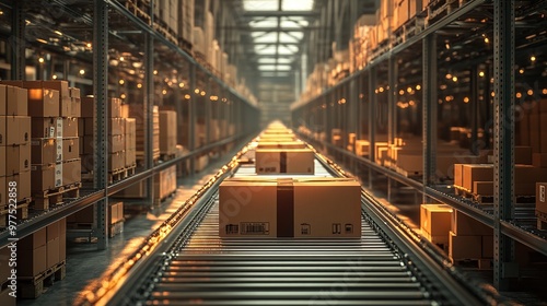 scene of order fulfillment in an e-commerce warehouse illustrating the handling, sorting, and packing of orders capturing the essence of distribution and the efficiency of warehouse operations