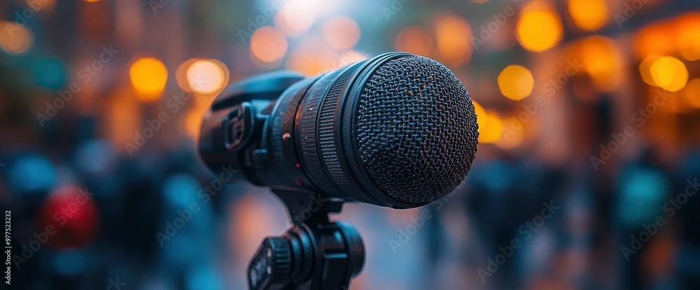 Microphone in Front of a Crowd Microphone in Front of a Crowd