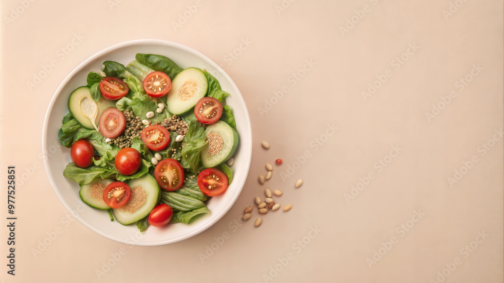 Fresh Salad with Avocado, Tomatoes, and Cucumber Served on Plate for Healthy Eating Fresh Salad with Avocado, Tomatoes, and Cucumber Served on Plate for Healthy Eating