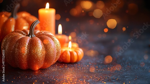 Glittering Pumpkins & Candles, Warm Fall Ambiance
